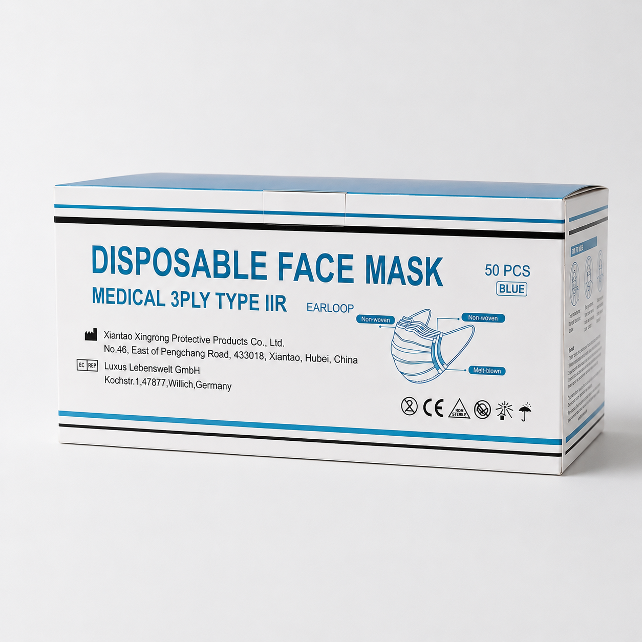 3-Ply Type IIR Medische Mondmaskers – 2.000 Stuks