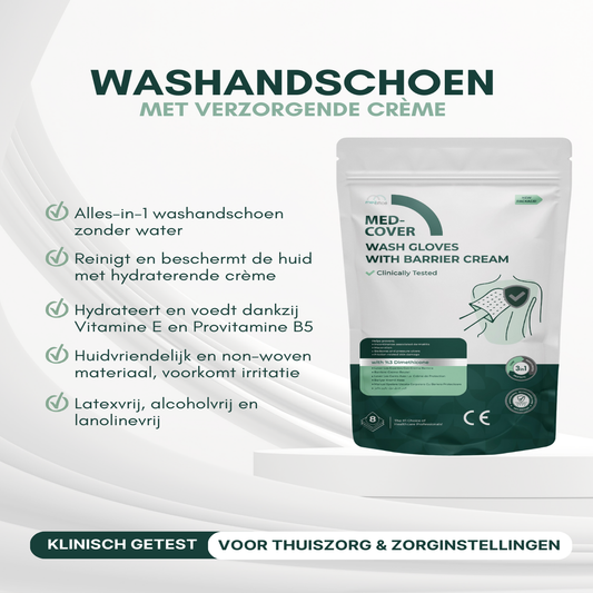 MedCover - Washandschoenen met verzorgende barrière crème - 10 stuks - Hydraterend - Huidbeschermend - Klinisch Getest