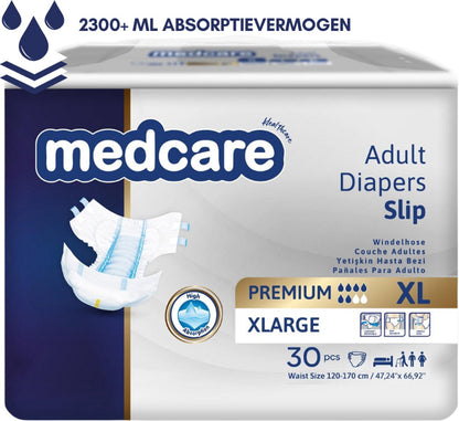 Medcare Diapers – Premium Incontinentieluiers – Maat XL – 30 stuks – Voordeelverpakking – Hoge absorptie & Comfort – Unisex