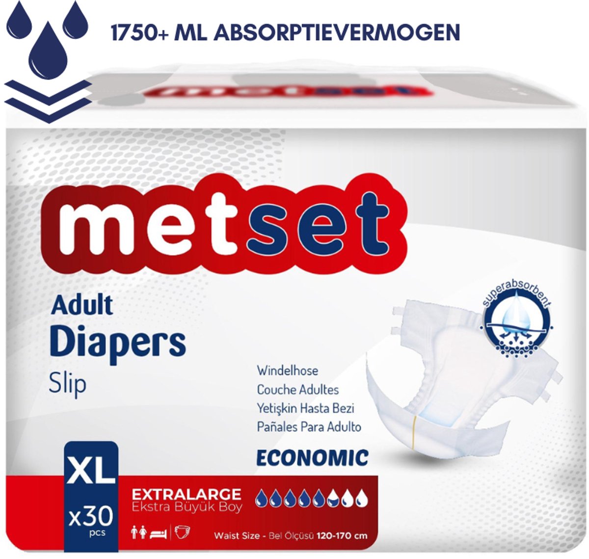 Medcare Metset – Incontinentieluiers – Maat XL – 30 stuks – Voordeelverpakking – Hoge absorptie & Comfort – Unisex