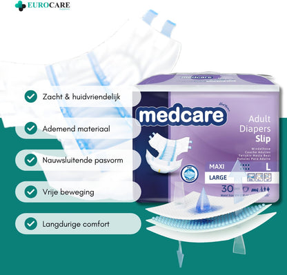 Medcare Maxi – Incontinentieluiers – Maat M– 30 stuks – Voordeelverpakking – Hoge absorptie & Comfort – Unisex