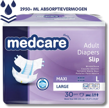 Medcare Maxi – Incontinentieluiers – Maat L – 30 stuks – Voordeelverpakking – Hoge absorptie & Comfort – Unisex