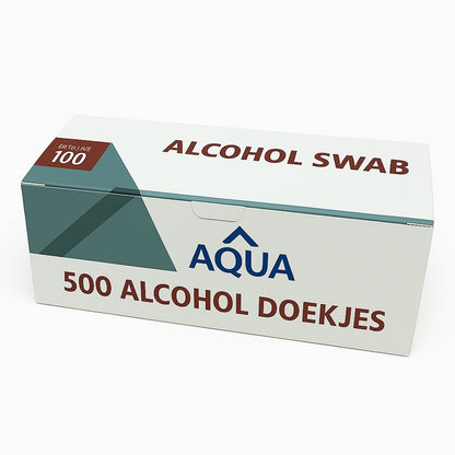 Alcoholdoekjes, alcohol pads 5 x doos a 100 stuks voor het reinigen en desinfecteren van een piercing, tattoeage of wondje