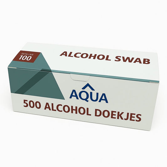 Alcoholdoekjes, alcohol pads 5 x doos a 100 stuks voor het reinigen en desinfecteren van een piercing, tattoeage of wondje