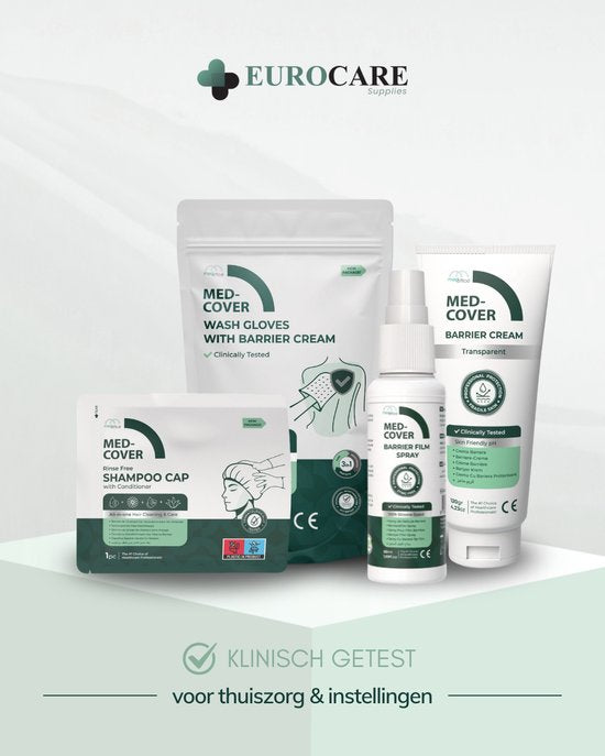 MedCover - Washandschoenen met verzorgende barrière crème - 10 stuks - Hydraterend - Huidbeschermend - Klinisch Getest