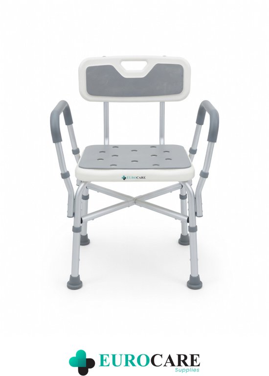 Eurocare Premium Douchestoel – Verstelbaar & Lichtgewicht Kliksysteem – Antislip – Met Douchekophouder – Inclusief Gratis Handvat