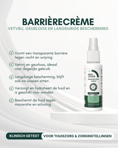 MedCover siliconenbarrière spray - Transparant - Langdurige Bescherming - Voor huid en wondverzorging.