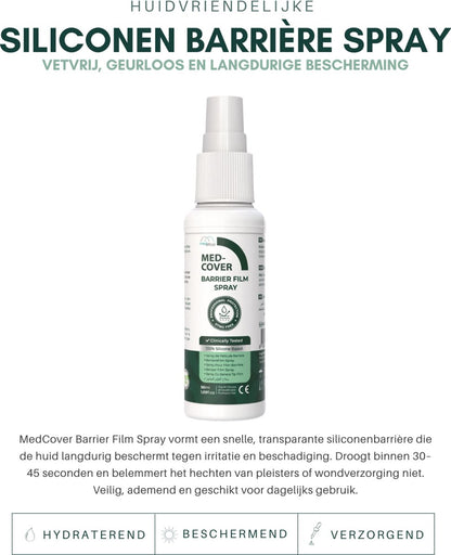 MedCover siliconenbarrière spray - Transparant - Langdurige Bescherming - Voor huid en wondverzorging.