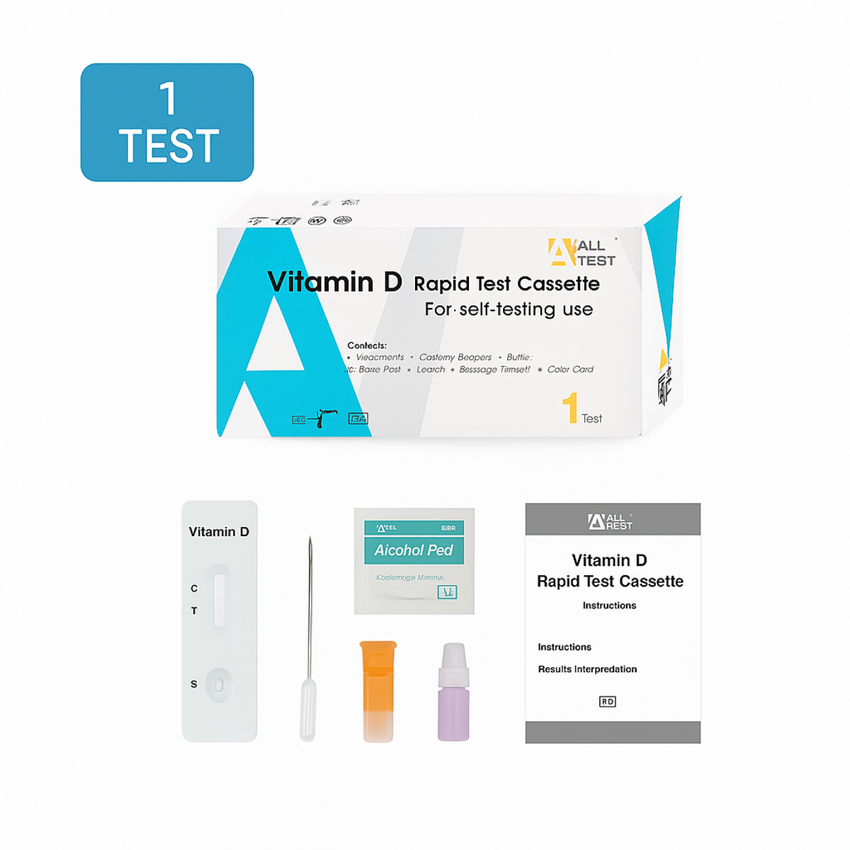 Vitamine D - Zelftest - Volbloed vingerprik - Resultaat in 10 minuten - 1 test kit