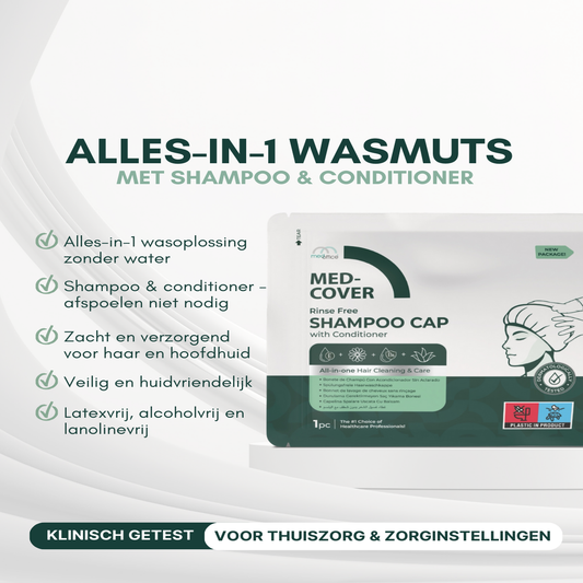 MedCover Shampoo Cap – Alles-in-1 Wasmuts – Met Shampoo & Conditioner - Voor thuis & professionele zorg - Latexvrij - Zonder Water