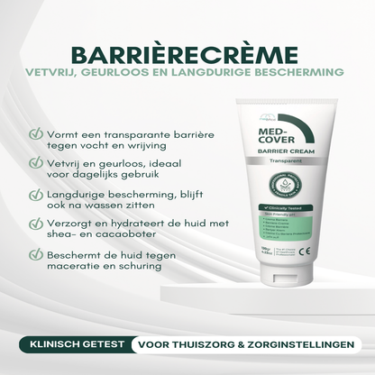 MedCover Barrièrecrème Transparant - Vetvrij - Geurloos - Langdurige Huidbescherming - Klinisch getest