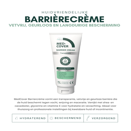 MedCover Barrièrecrème Transparant - Vetvrij - Geurloos - Langdurige Huidbescherming - Klinisch getest