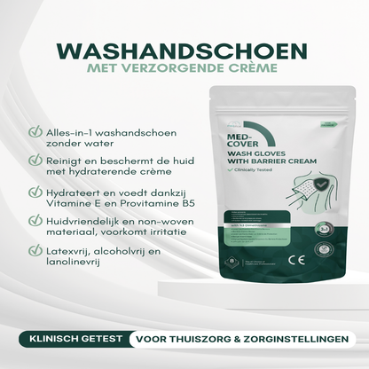 MedCover - Washandschoenen met verzorgende barrière crème - 10 stuks - Hydraterend - Huidbeschermend - Klinisch Getest
