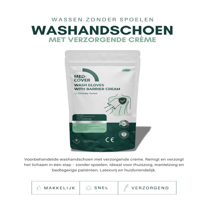 MedCover - Washandschoenen met verzorgende barrière crème - 10 stuks - Hydraterend - Huidbeschermend - Klinisch Getest